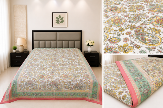 Vintage Paisley & Floral Cotton Quilt